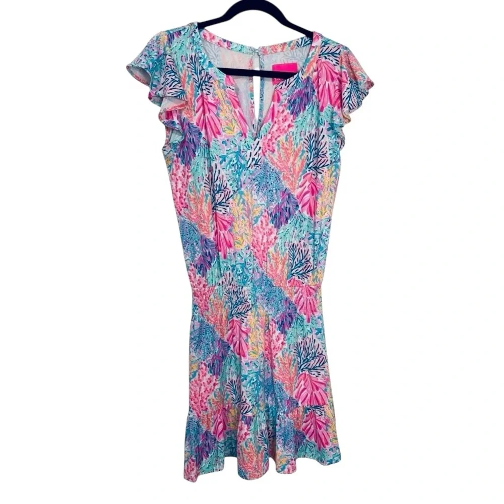 Lilly Pulitzer Ravi Romper S Splashdance Flutter Sleeve NWT $168 Resort Wear - Picture 2 of 6